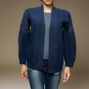 Faith Zoe Blue Open Front Cardigan Large